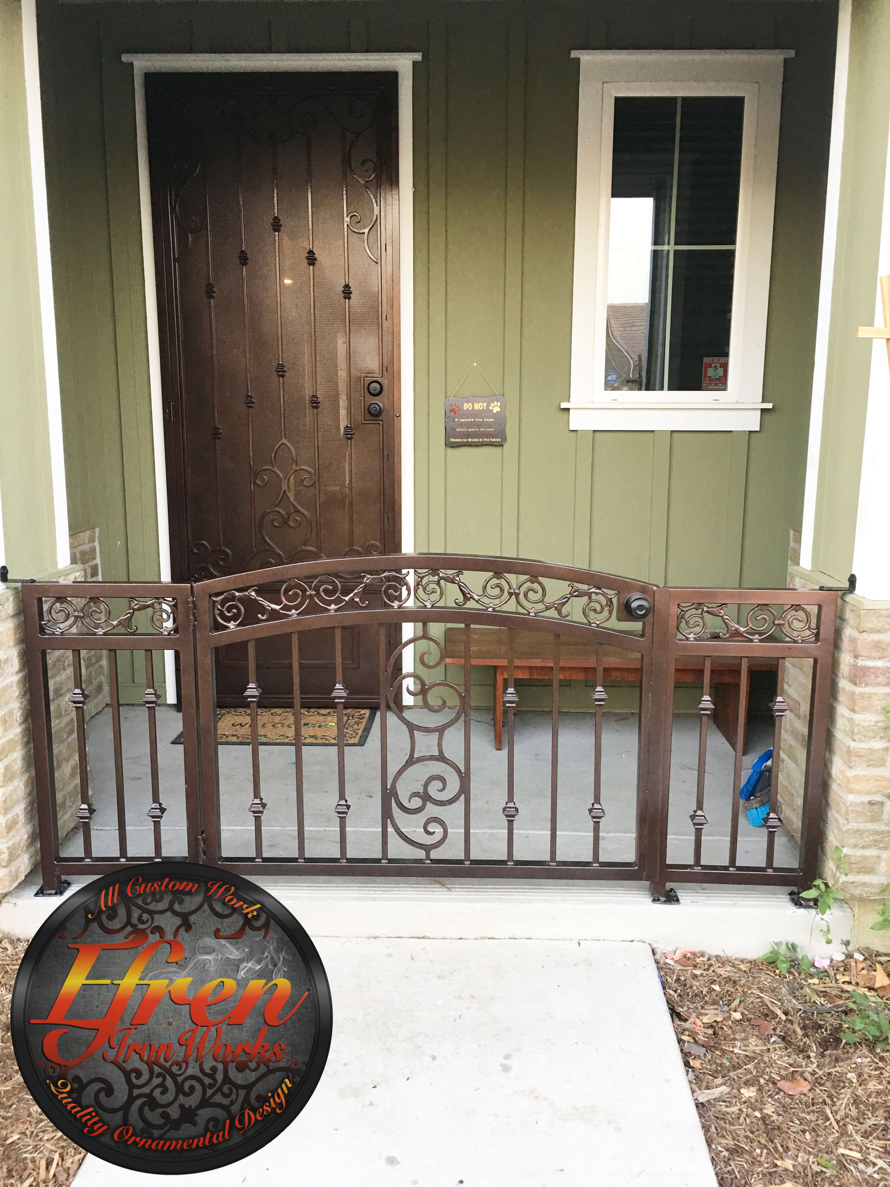 Iron Patio Entry Gate Brown With Door Artistic Wrought Iron