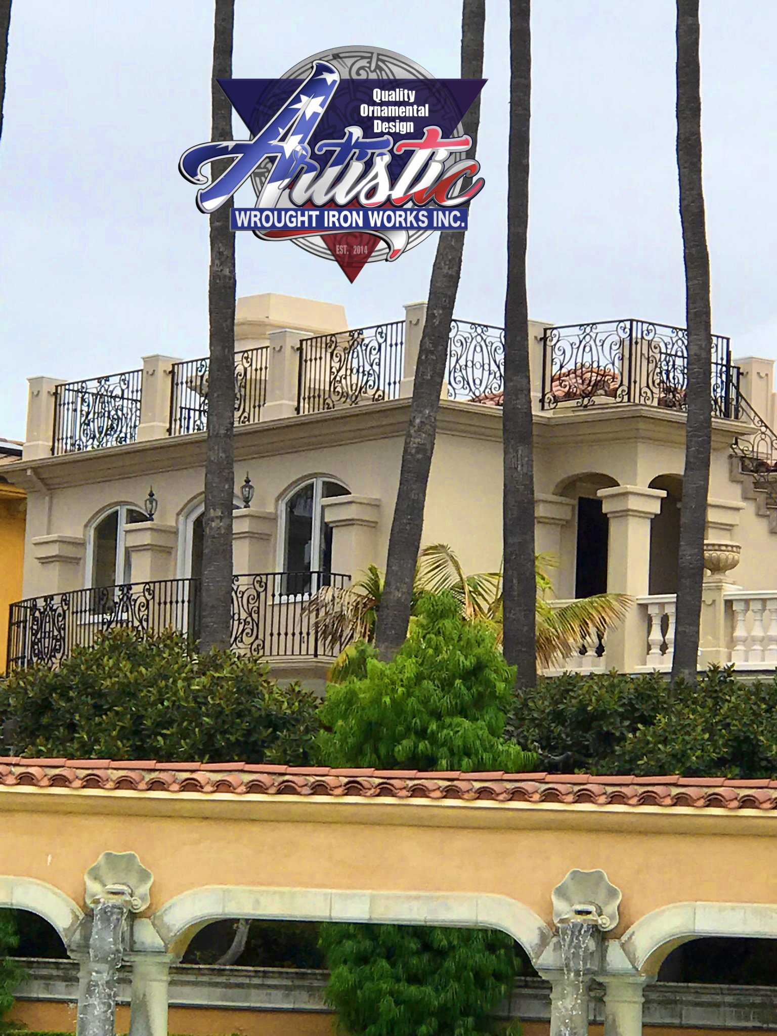 Iron work custom balcony mansion stair - Artistic Wrought ...